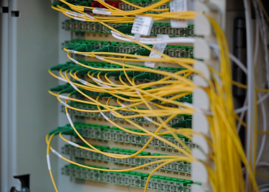 Data centre server room with structured cabling infrastructure